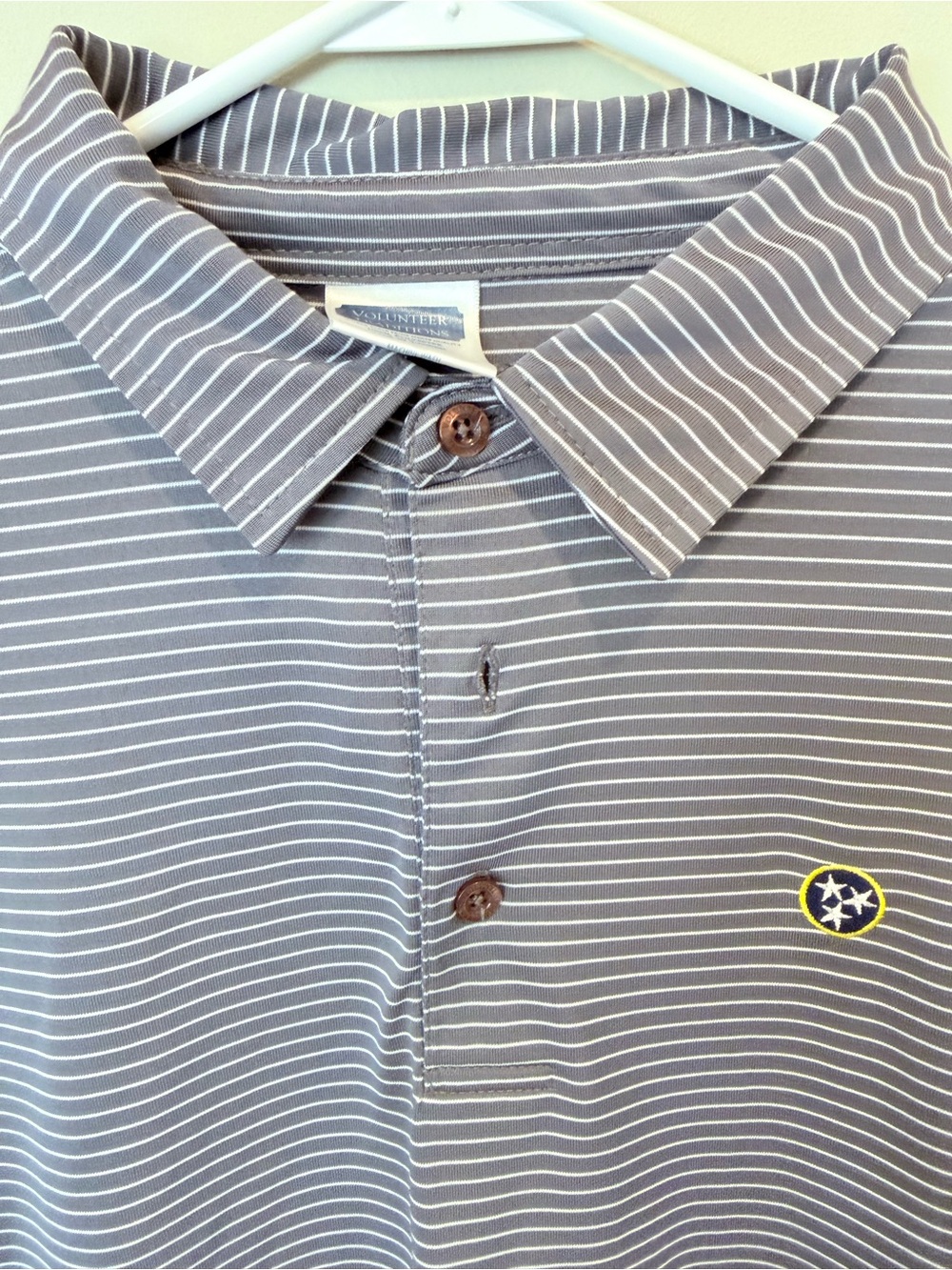 Men's Volunteer Traditions Gray-white Striped Polo Shirt with TriStar - Large